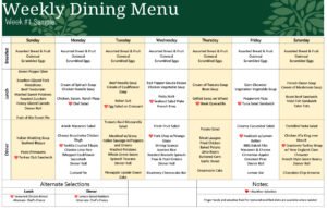 Sample Dining Menu